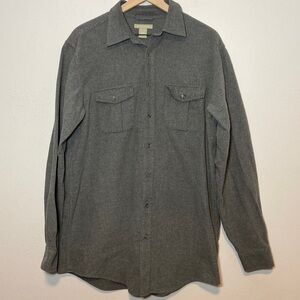 Vintage Fieldgear Gray Button Shacket Shirt Jacket 100% Cotton Peru Large Tall